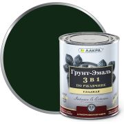 ГРУНТ-ЭМАЛЬ. 3 в 1. ЗЕЛЁНЫЙ МОХ RAL 6005. По ржавчине, гладкая. 0,8 КГ. ЛАКРА.