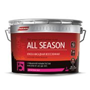 Краска в/э фасадная PARADE F51 ALL SEASON. 0,9 л база А. Всесезонная нанесение от- 20* - 50*С.