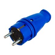 Вилка прямая однофазная синяя, каучук. с з/к. IP44. 250В.3500Вт. 16А. STEKKER.