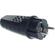 Вилка прямая однофазная черная, каучук. с з/к. IP44. 250В.3500Вт. 16А. UNIVersal.