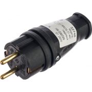 Вилка прямая однофазная черная, каучук. с з/к. IP44. 250В.3500Вт. 16А. STEKKER.