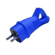 Вилка прямая синяя с ушком, каучук. с з/к. IP44.16А, 250В.3500Вт. 16А. UNIVersal.