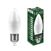Лампа светодиодная, свеча. 7W. 230V. E27. 4000K. SBC3707, белый. SAFFIT