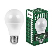 Лампа светодиодная, стандарт, груша. 25W. 230V. E27. 2700K. SBA6525, тёплый белый. SAFFIT