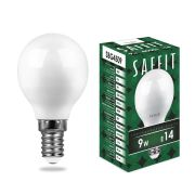 Лампа светодиодная, шар. 9W. 230V. E14. 4000K. SBG4509, белый. SAFFIT