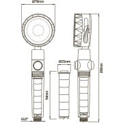 Лейка для душа 260Х79ММ. КРАСНАЯ, с фильтром. TURBO ARGOTECH