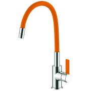 Смеситель для кухни d-35, пластичный излив. ОРАНЖЕВЫЙ/ХРОМ. KLIO ARGOTECH