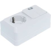 Блок выключат 2-х клавиш с подсвет 10А+розетка з/к 16А, 220В, о/у, горизонт, белый. UNIVersal Олимп