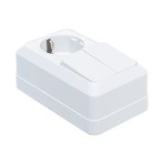 Блок выключат 2-х клавиш 10А + розетка с з/к 16А, 220В, о/у,  вертикальный, белый. UNIVersal Олимп