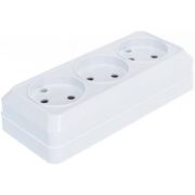 Розетка накладная 3 гнезда, без заземления. 250В.16А, белая. UNIVersal Олимп
