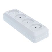 Розетка накладная 4 гнезда, без заземления. 250В.16А, белая. UNIVersal Олимп